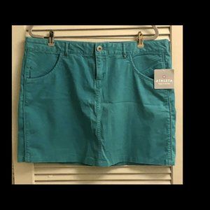 Athleta Sz 16 NWT Skirt Turquoise Cotton
